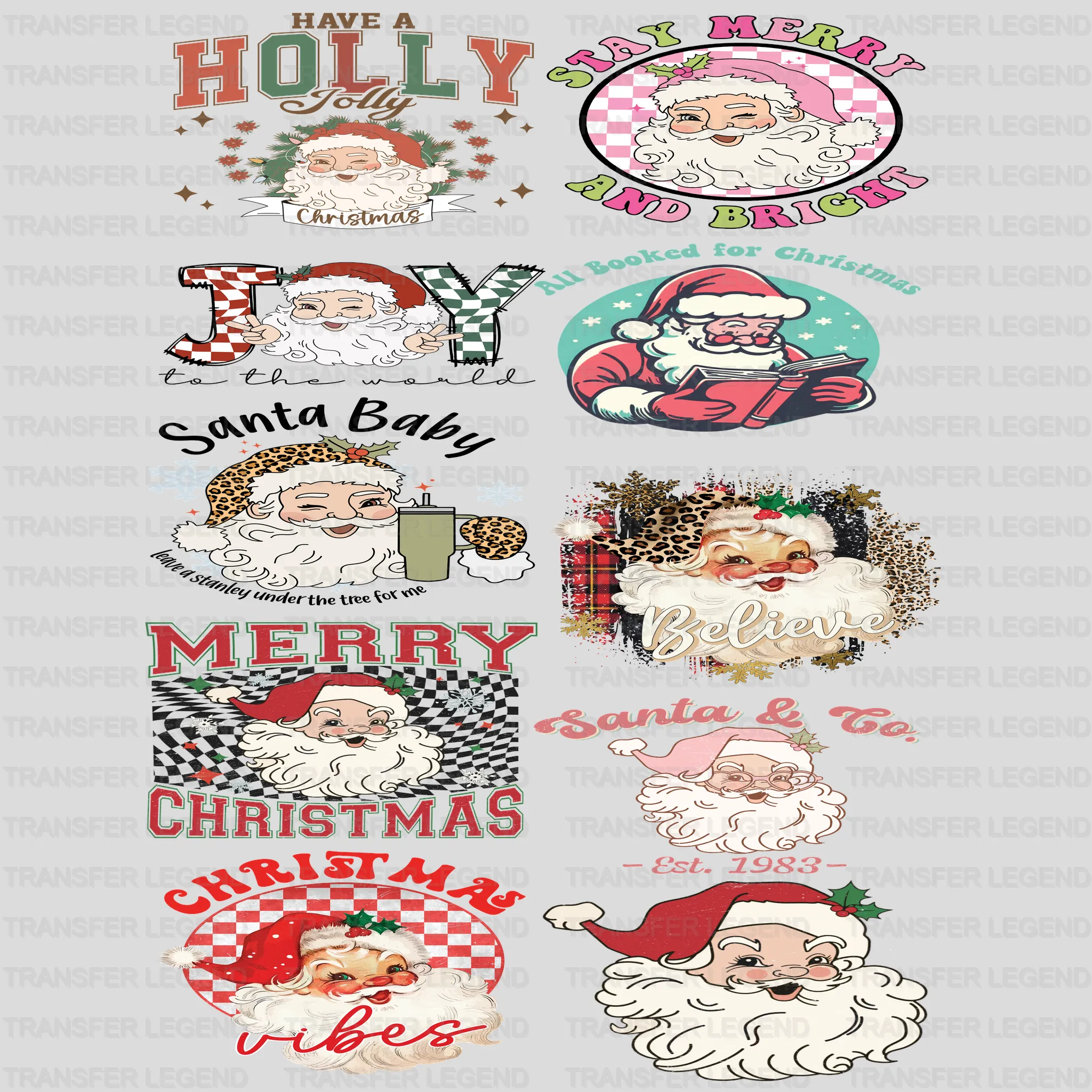 Christmas Premade Gang sheet-22X60-Santa Designs - transferlegend