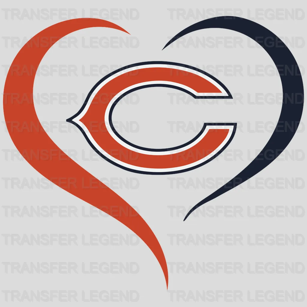Chicago Bears Dual‑Heart C‑Logo NFL Design - DTF Heat Transfer