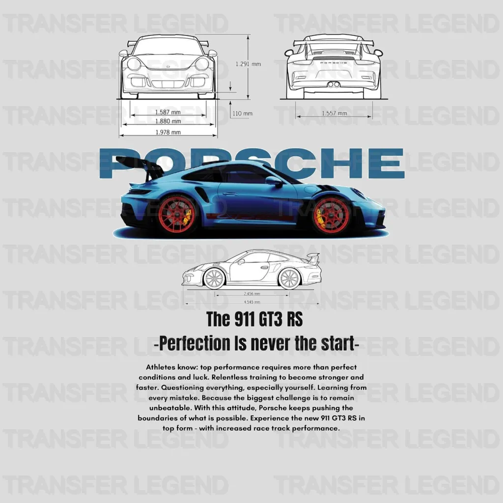 Porsche 911 GT3 RS Perfection Cars Design - DTF Heat Transfer - transferlegend