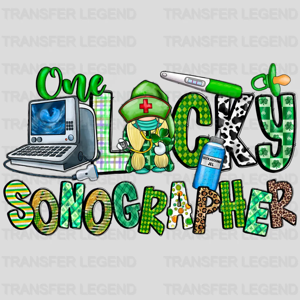 One Lucky Sonographer St. Patrick's Day Design - DTF heat transfer - transferlegend