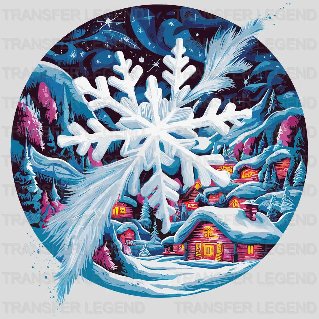 Village In Snow Winter Design - DTF Heat Transfers - transferlegend