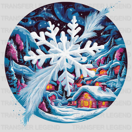 Village In Snow Winter Design - DTF Heat Transfers - transferlegend