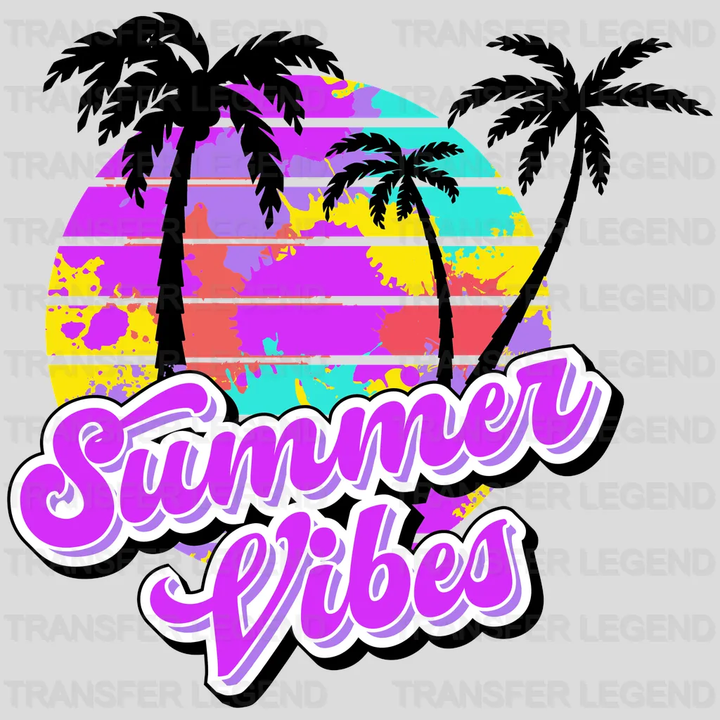 Summer Vibes Palm Retro DTF Transfer - transferlegend