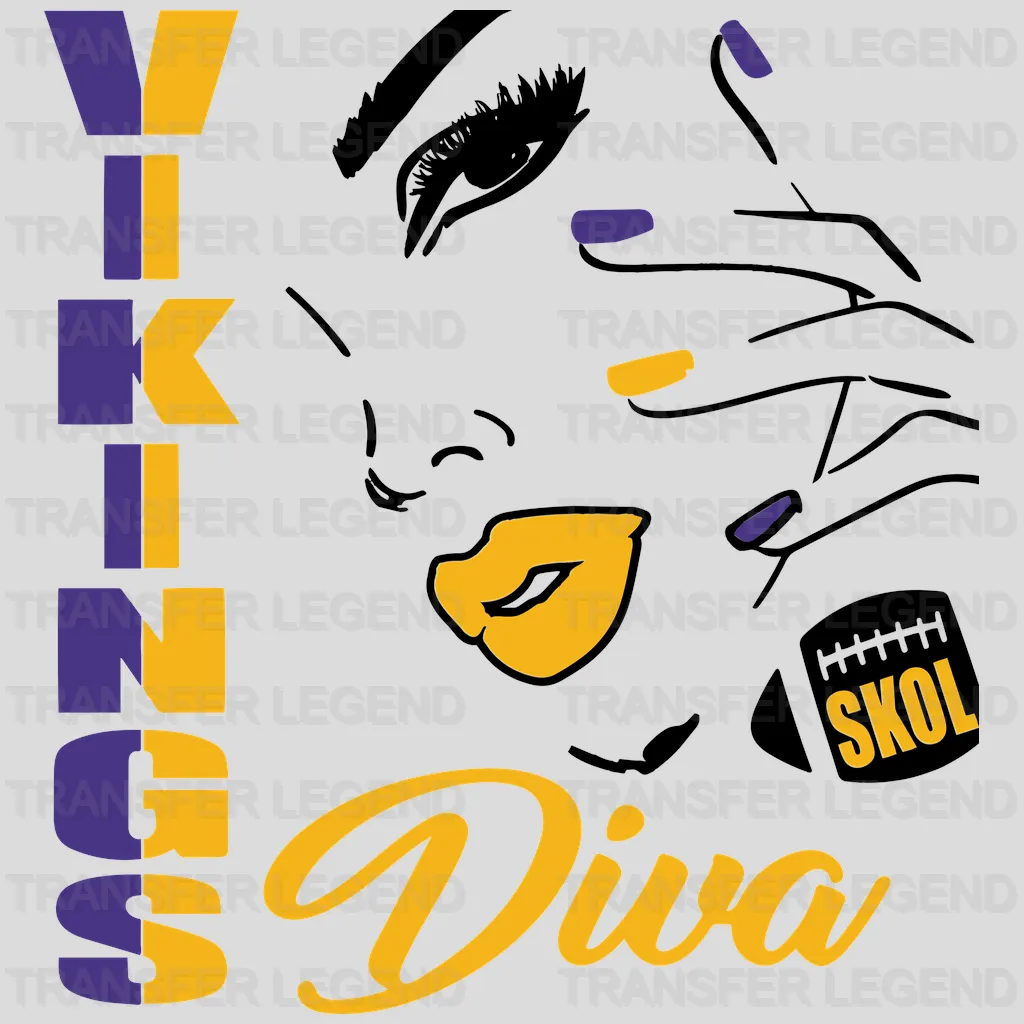 Minnesota Vikings Diva Script Illustration NFL Design - DTF Heat Transfer