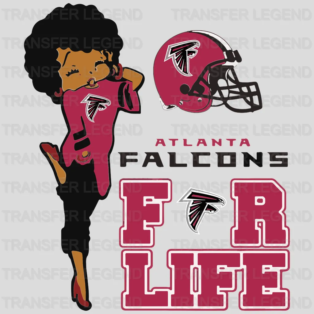 Atlanta Falcons For Life Girl Illustration NFL Design - DTF Heat Transfer