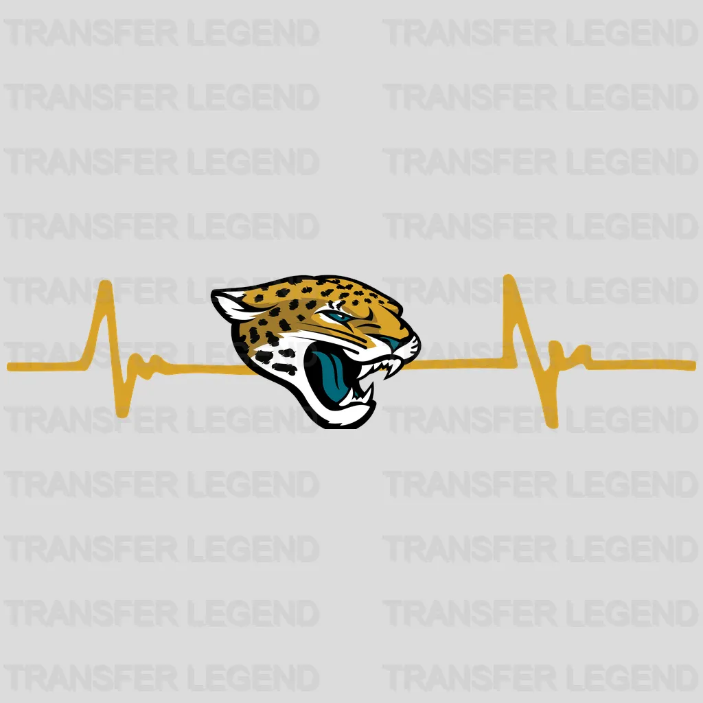 Jacksonville Jaguars Heartbeat Mini Logo NFL Design - DTF Heat Transfer