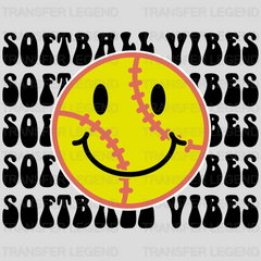 Softball Vibes Smiley Face DTF Transfer - transferlegend