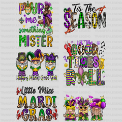 Mardi Gras Premade Gang sheet - 6 PCS 10 INCH - transferlegend