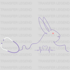 Heartbeat Bunny Shape Easter Design - DTF heat transfer - transferlegend