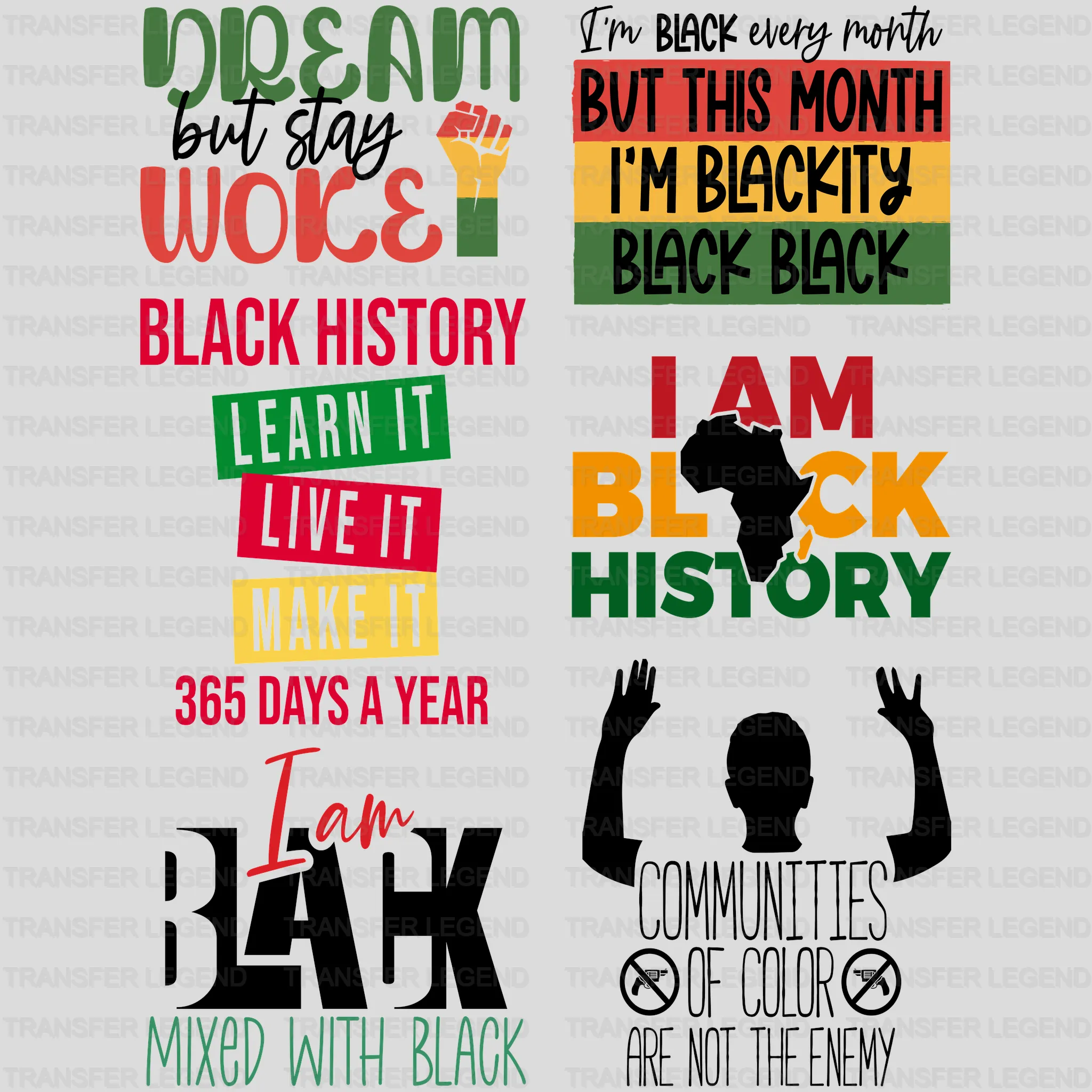 Black History Month-BLM Premade Gang sheet - 6 PCS 10 INCH - transferlegend