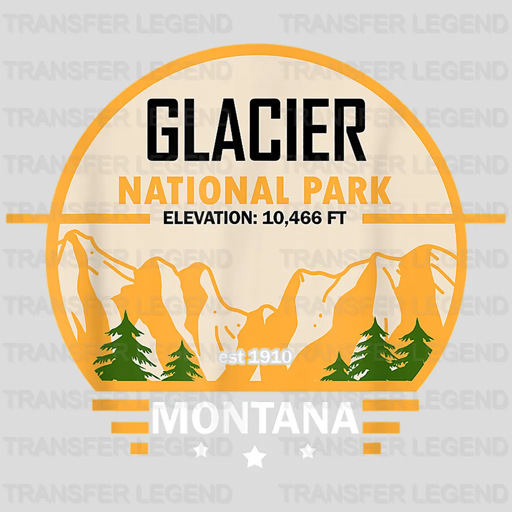 Glacier National Park Montana Design - DTF heat transfer - transferlegend