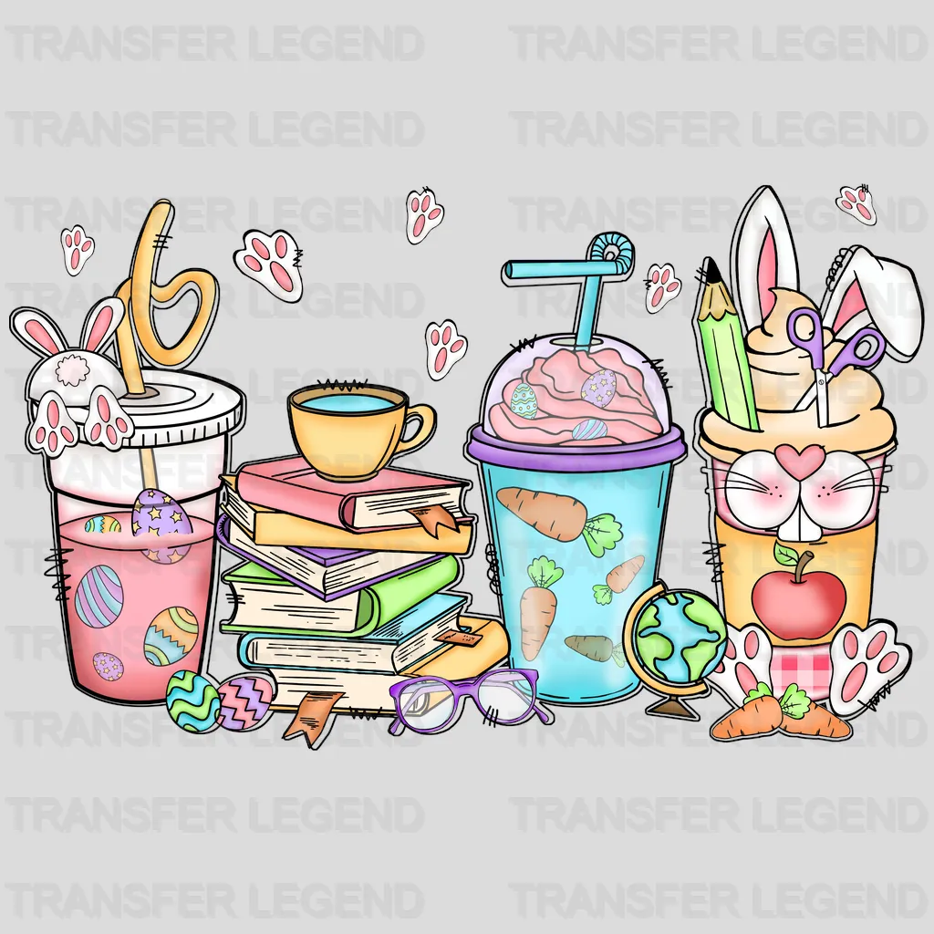 Cups&Books Easter Design - DTF heat transfer - transferlegend