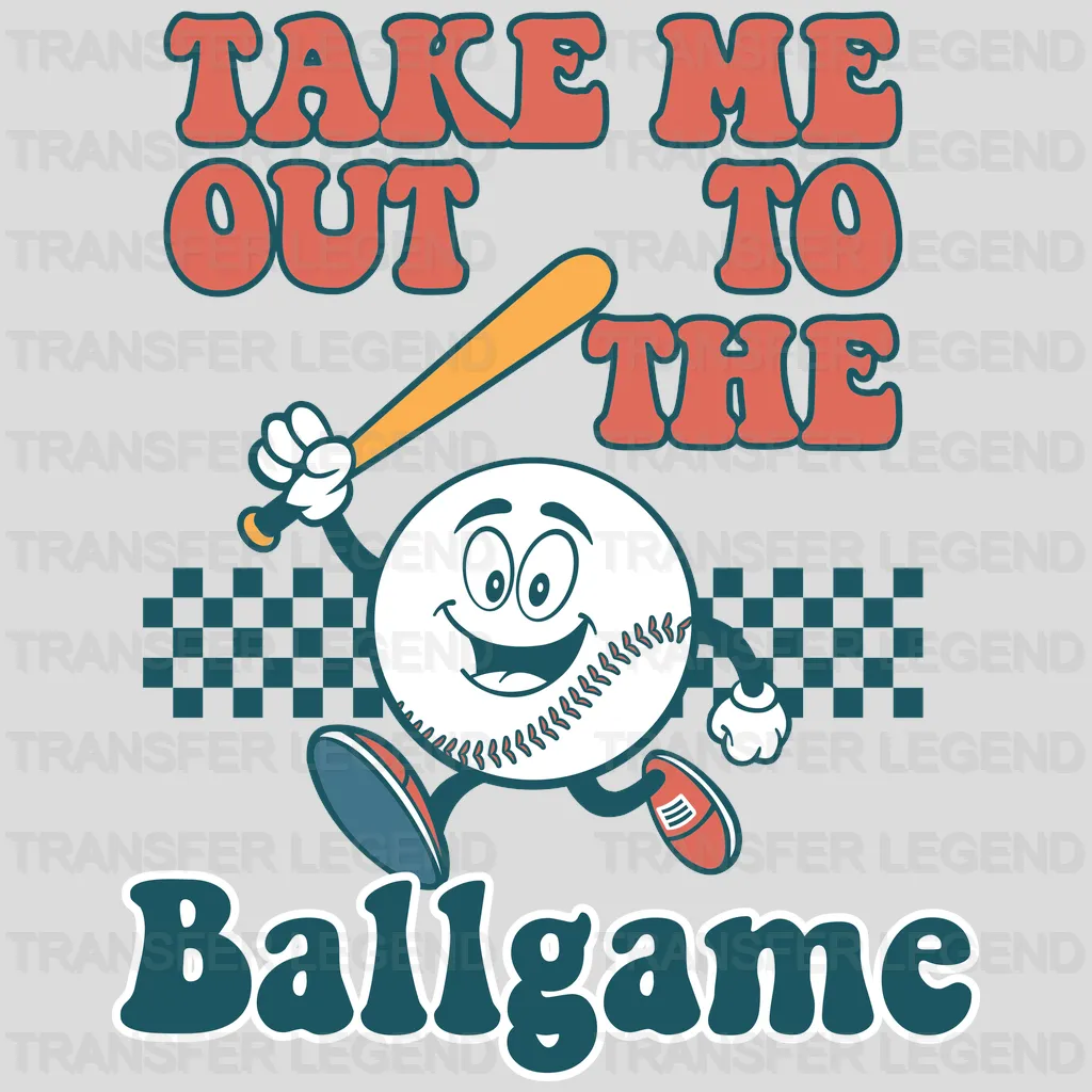 Take Me Out To The Ball Game Smiley DTF Transfer - transferlegend