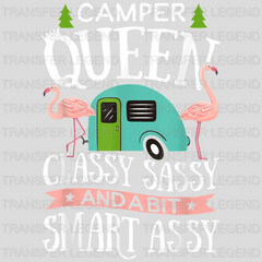 Camper Queen Classy Sassy And A Bit Smart Assy - Camping Lover Flamingos Design - DTF heat transfer - transferlegend