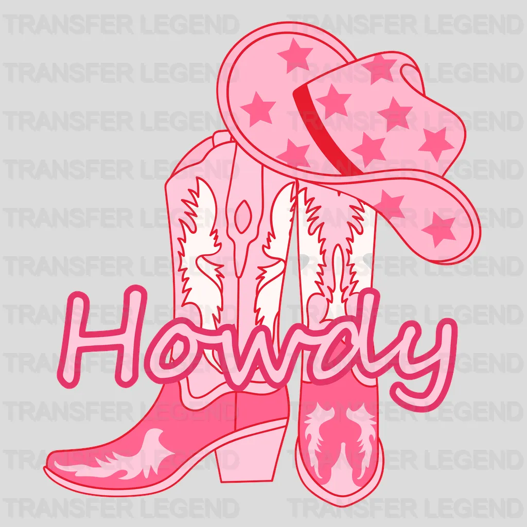 Howdy Boots and Hat - Rodeo Houston DTF Transfer - transferlegend