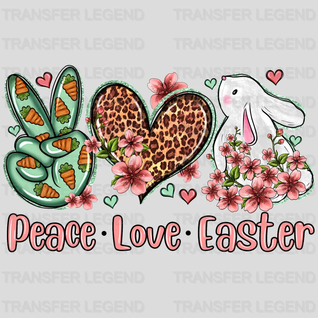 Peace Love Easter Leopard Heart Design - DTF heat transfer - transferlegend