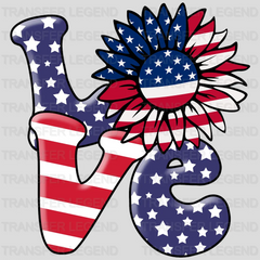 Love Sunflower American Flag DTF Transfer - transferlegend