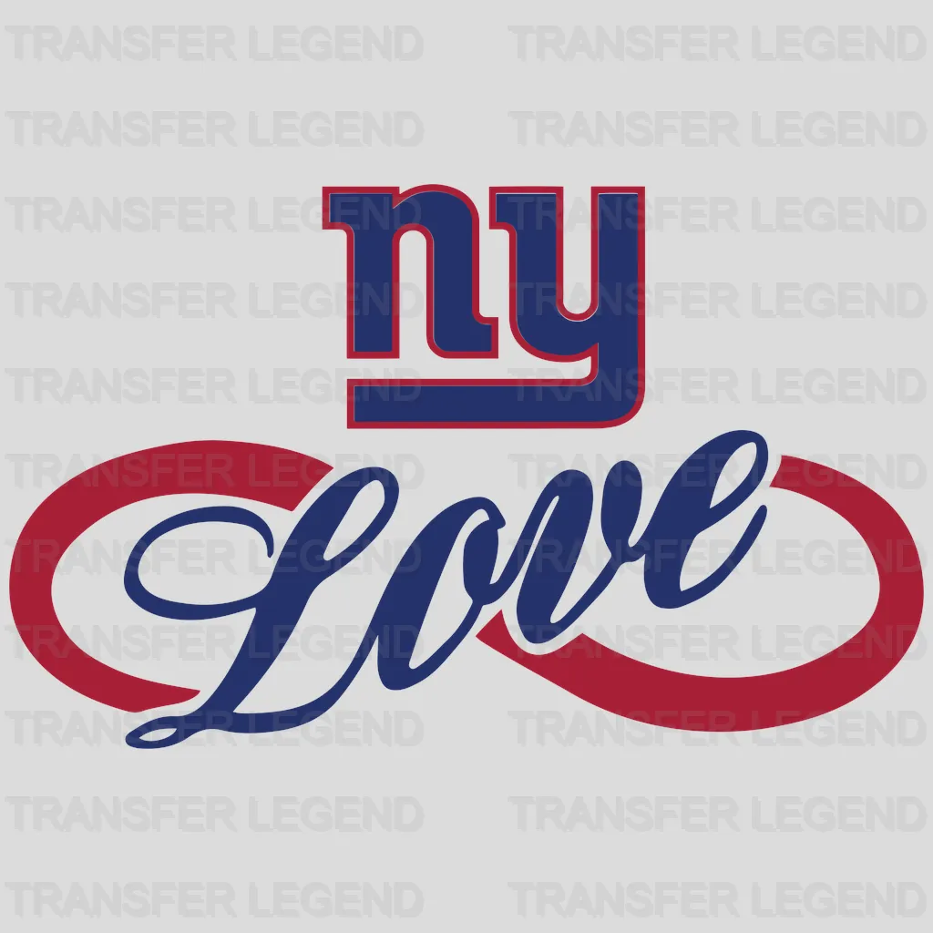 New York Giants “Love” cursive with integrated “ny” heart, NFL design - DTF Heat Transfer