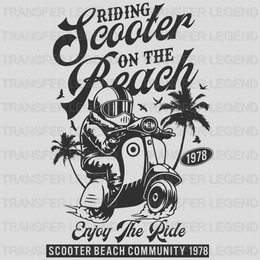 Riding Scooter On The Beach - Motocycle Design DTF Heat Transfer - transferlegend