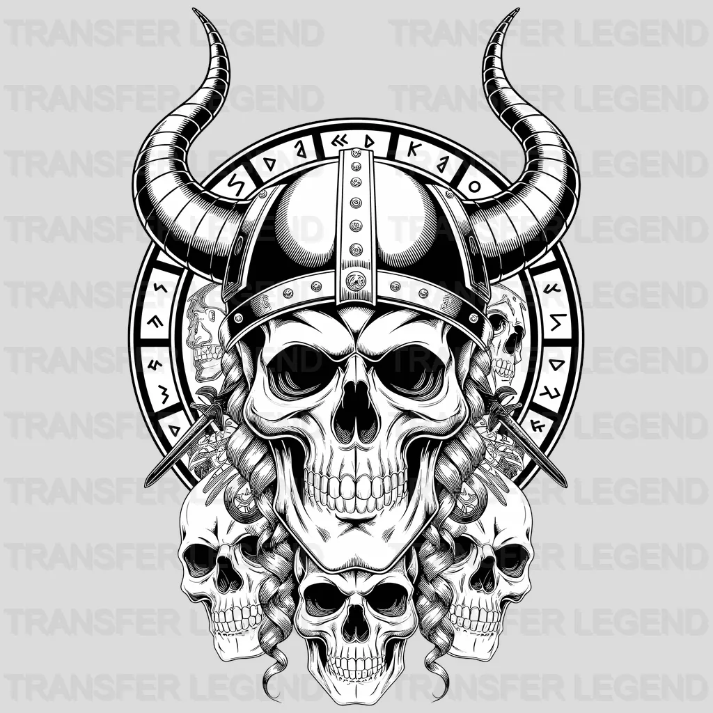 Viking Skullls Nordic Design - DTF Heat Transfer - transferlegend