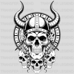 Viking Skullls Nordic Design - DTF Heat Transfer - transferlegend