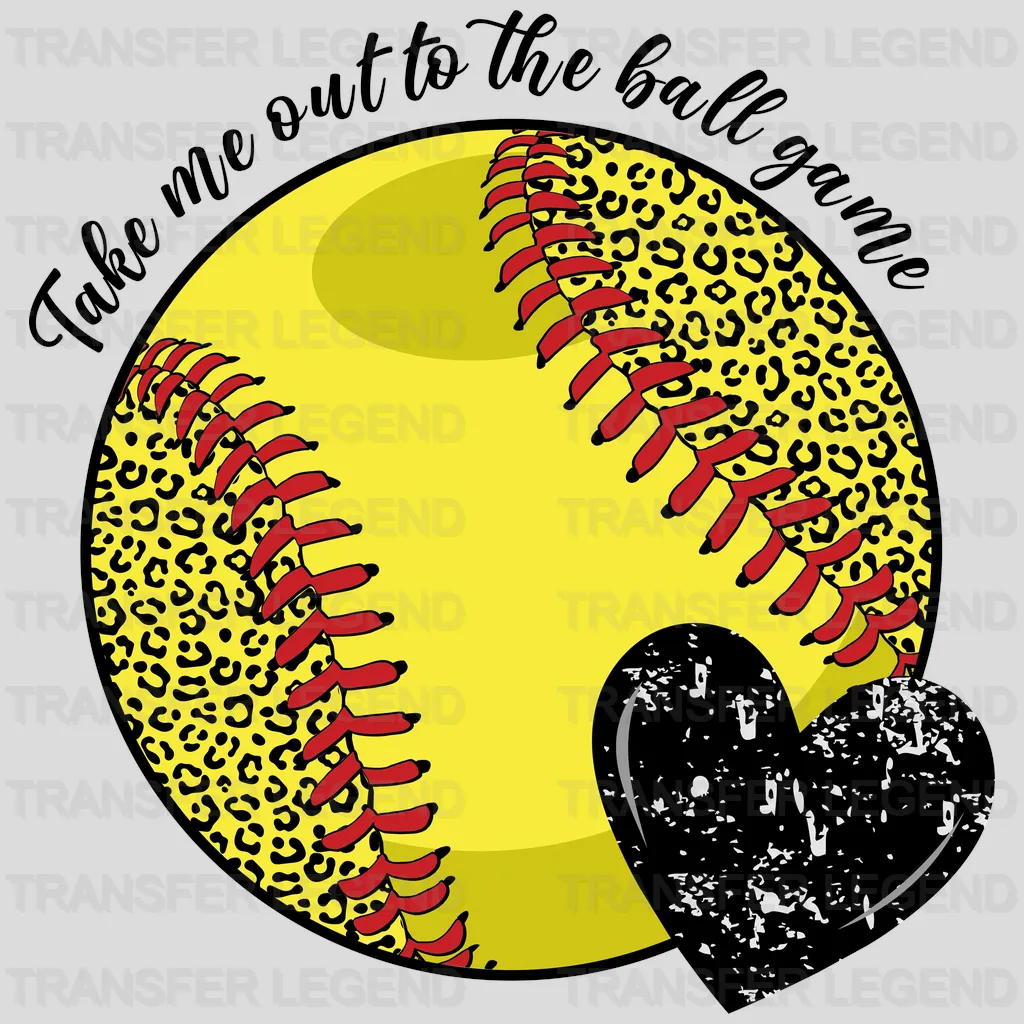 Take Me Out To The Ball Game Heart DTF Transfer - transferlegend