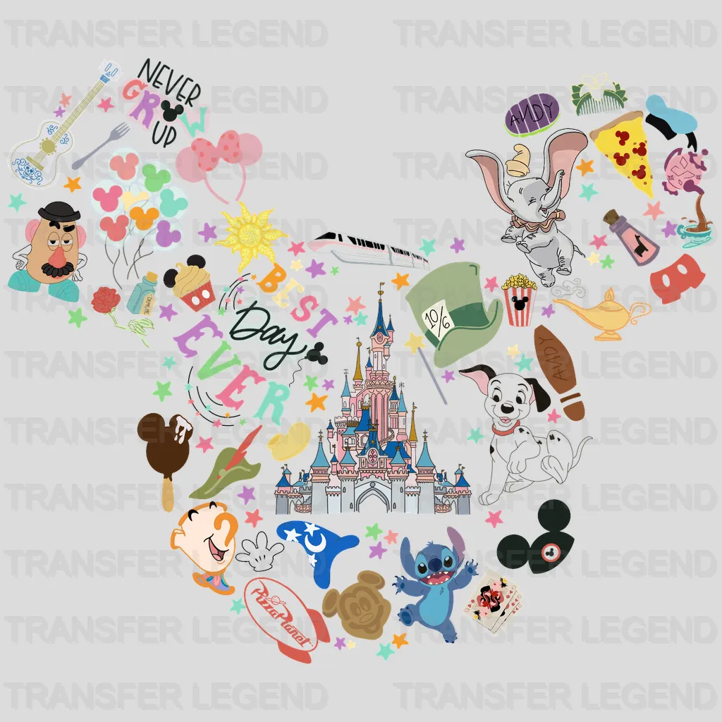 Best Day Ever Never Grow Up Mickey Head Disney Things Design - DTF heat transfer - transferlegend