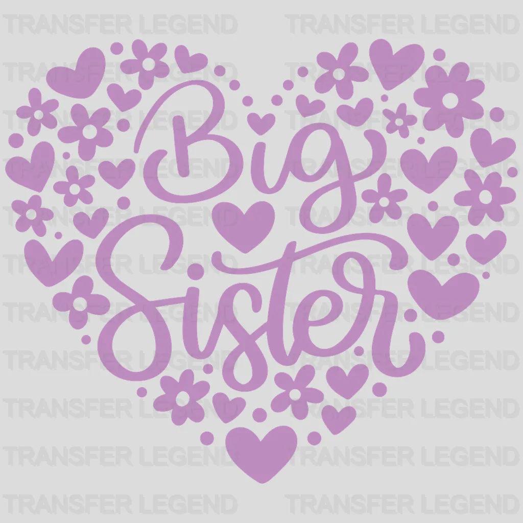 Big Sister - Little Sister Hearts - Sister Birthday - Sisterhood Design - DTF heat transfer - transferlegend