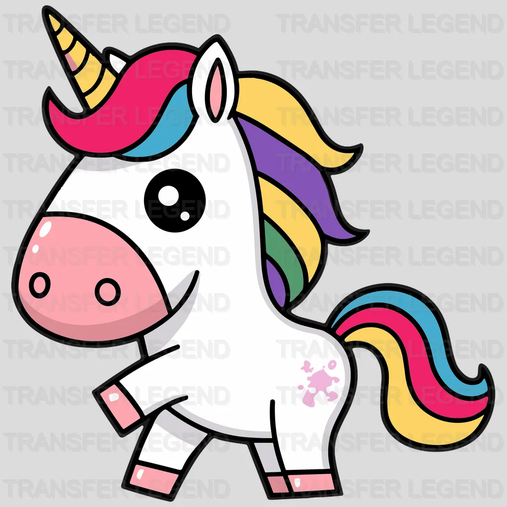White Pink Unicorn Design - DTF Heat Transfers - transferlegend