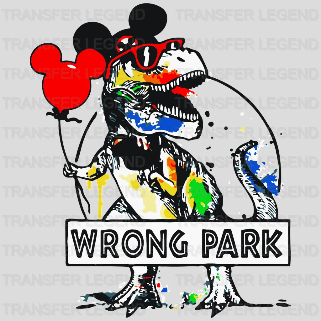 Disney WrongPark Jurassic Park Dinosaur With Mickey Head Balloon Design - DTF heat transfer - transferlegend