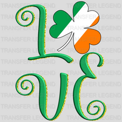 LOVE Text w/ Irish Flag St. Patrick's Day Design -DTF Heat Transfer - transferlegend