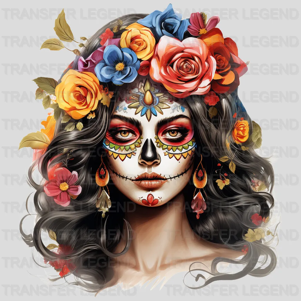 HALLOWEEN MAKE UP FLOWERS Design - DTF heat transfer - transferlegend