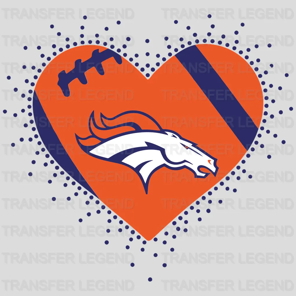 Denver Broncos Love My Broncos Heart Emblem NFL Design - DTF Heat Transfer