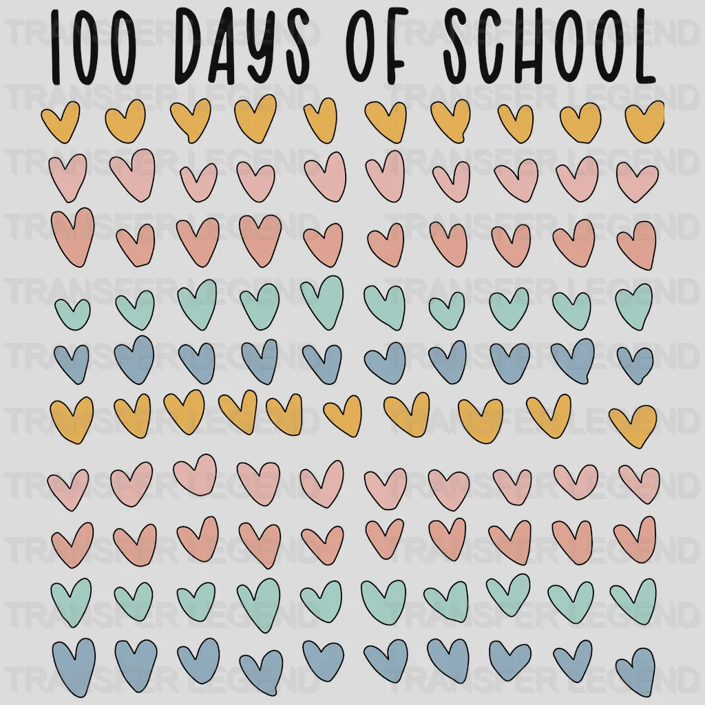 100 Days of School Mini Hearts 100 Days School Design - DTF heat transfer - transferlegend