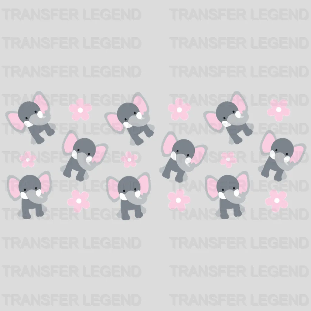 Elephants And Flowers UV DTF Transfer Cup Wrap UV DTF Sticker - transferlegend