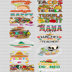 Cinco De Mayo Premade Gang sheet - 12 PCS 10 INCH (Bundle 3) - transferlegend