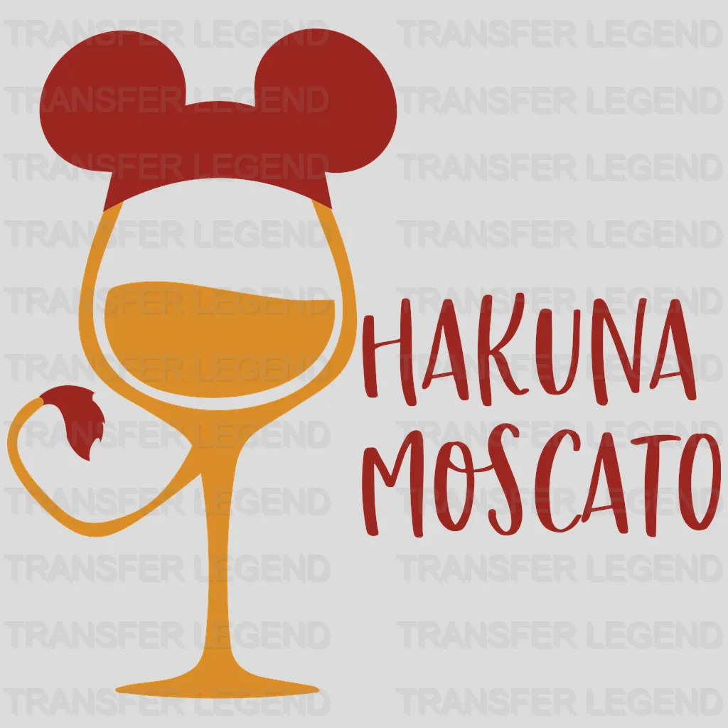 Mickey Ears Wine Glass Hakuna Moscato Design - DTF heat transfer - transferlegend