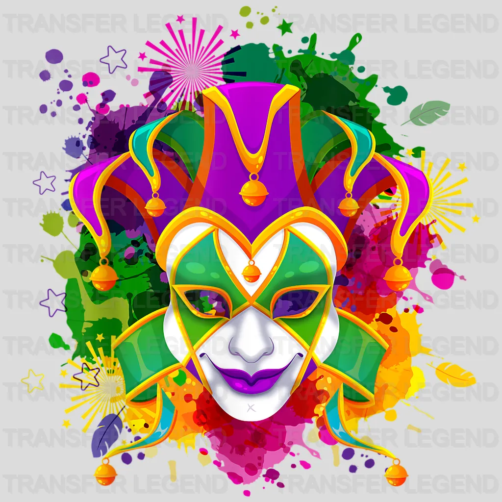 Mask Mardi Gras Design- Mardi Gras DTF heat transfer - transferlegend