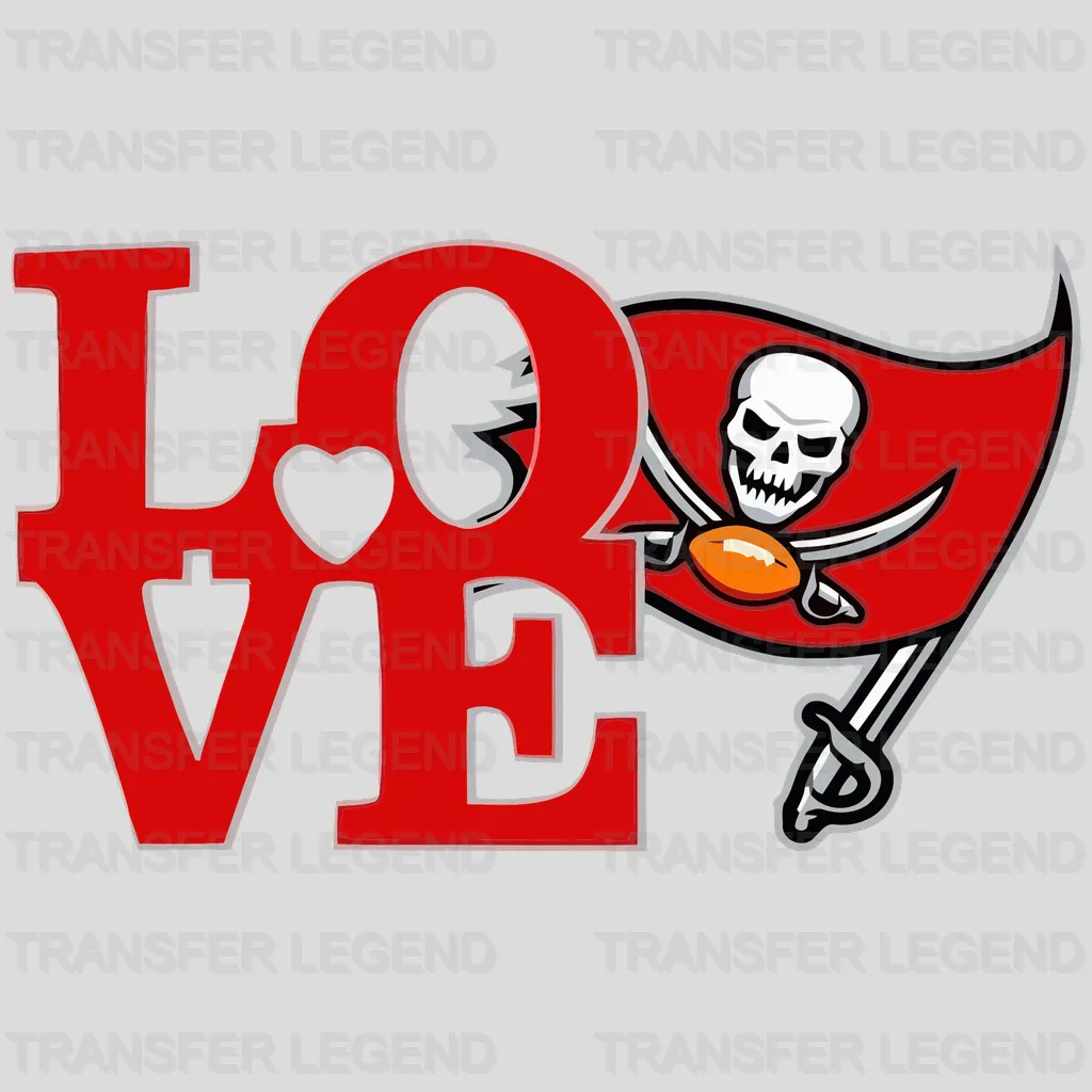 Tampa Bay Buccaneers LOVE Block Wordmark with Flag NFL Design - DTF Heat Transfer