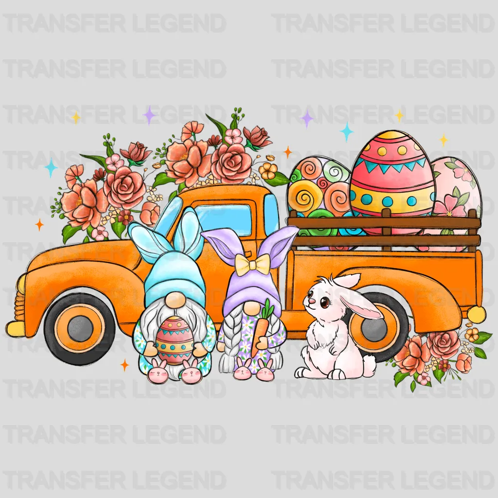 Gnomies With Truck Easter Design - DTF heat transfer - transferlegend