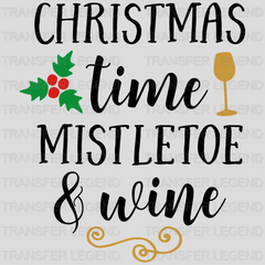 Christmas Time Mistletoe Wine Design - DTF heat transfer - transferlegend