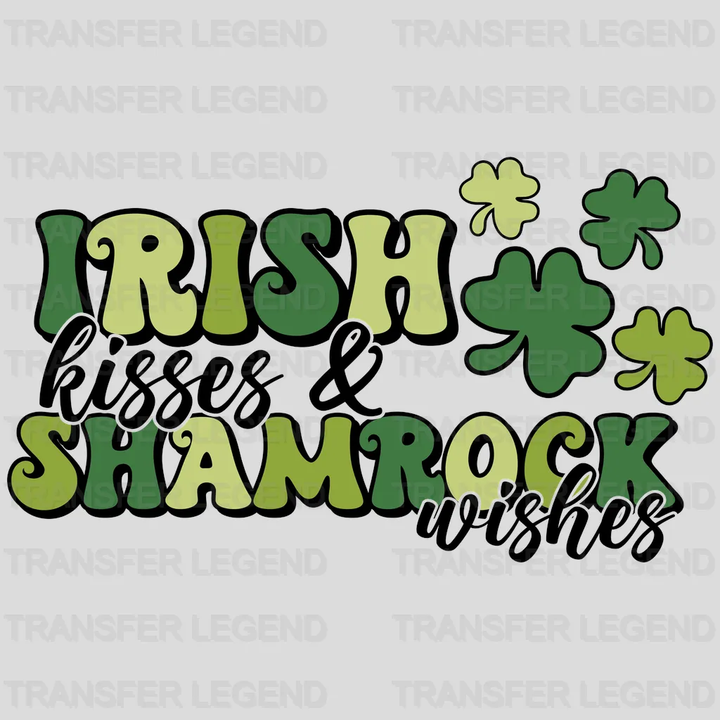 Irish Kisses & Shamrock Wishes St. Patrick's Day Design - DTF heat transfer - transferlegend