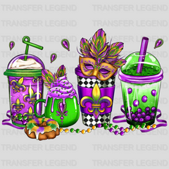 Mardi Gras Coffee Cups Design- DTF heat transfer - transferlegend