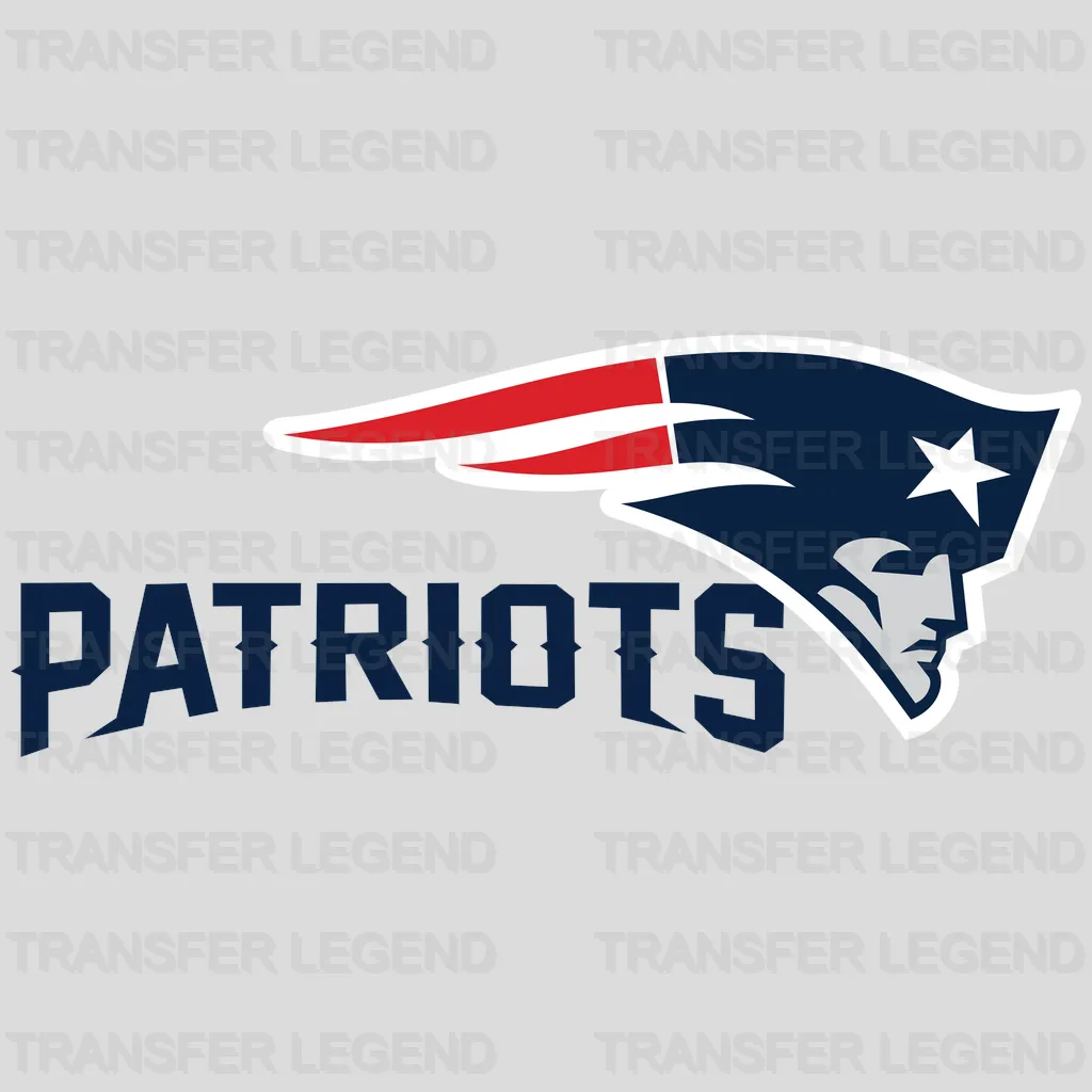 New England Patriots dynamic head logo with reversed stripes, NFL design - DTF Heat Transfer
