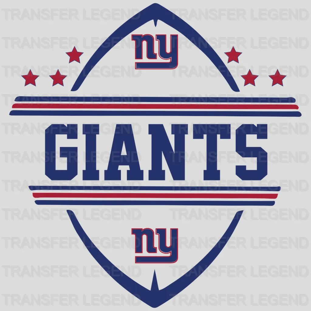 New York Giants heart with arrow and logo swirl, NFL design - DTF Heat Transfer