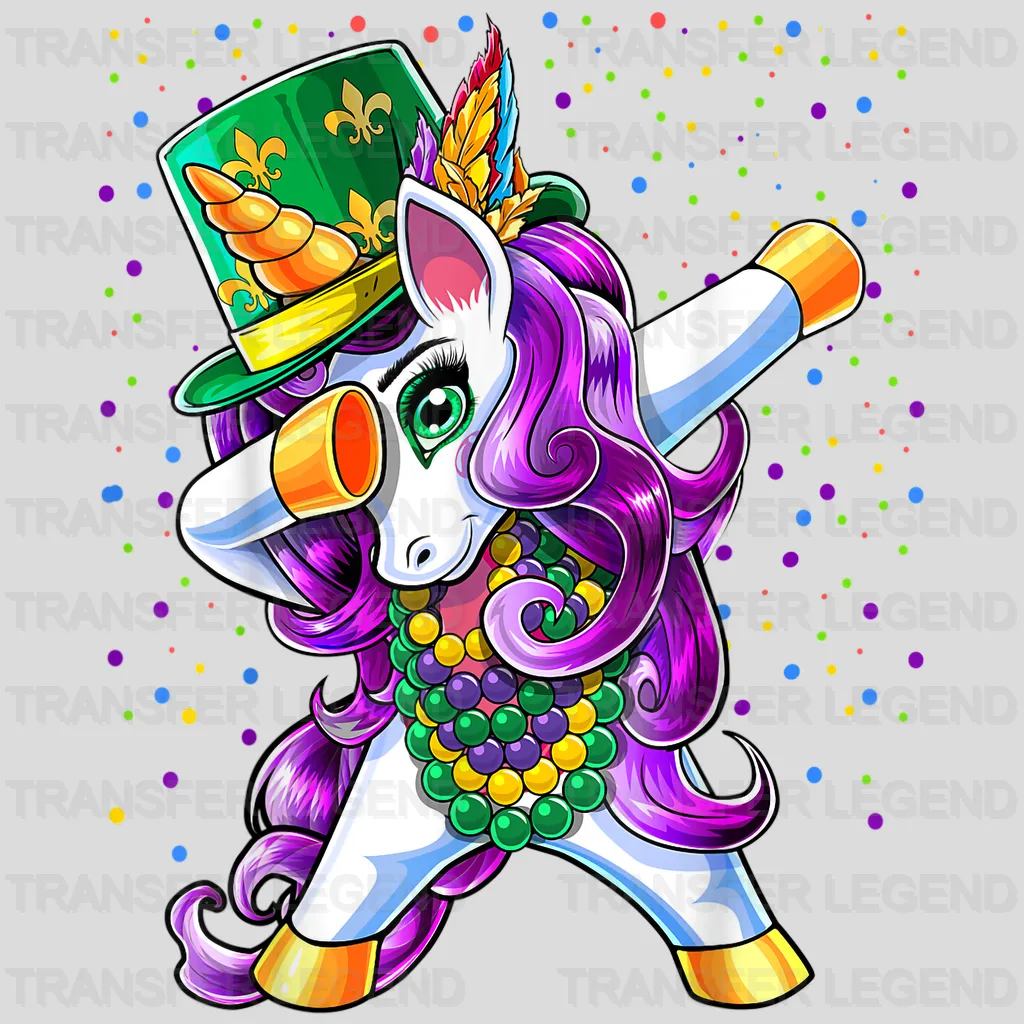 Unicorn Mardi Gras Design- Mardi Gras DTF heat transfer - transferlegend