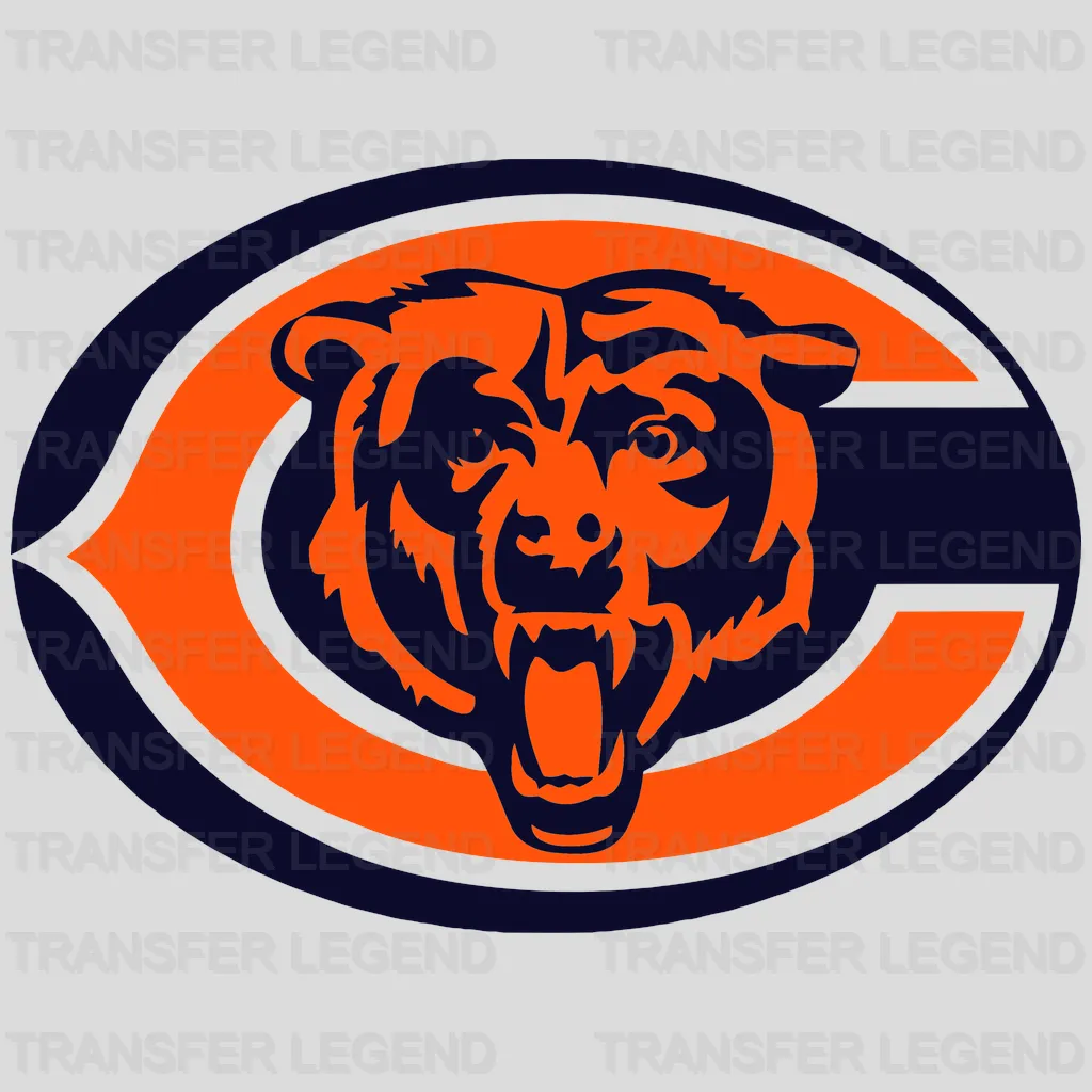 Chicago Bears Stylized Bear Head with “Chicago Bears” Text NFL Design - DTF Heat Transfer