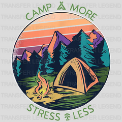 Camp More Stress Less - Camping - Camp Lover Design - DTF heat transfer - transferlegend