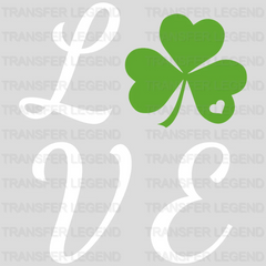 Three Leaf Clover LOVE Stacked Text St. Patrick's Day Design - DTF heat transfer - transferlegend