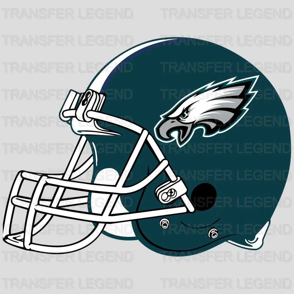 Philadelphia Eagles alternate side‑view helmet illustration, NFL design - DTF Heat Transfer